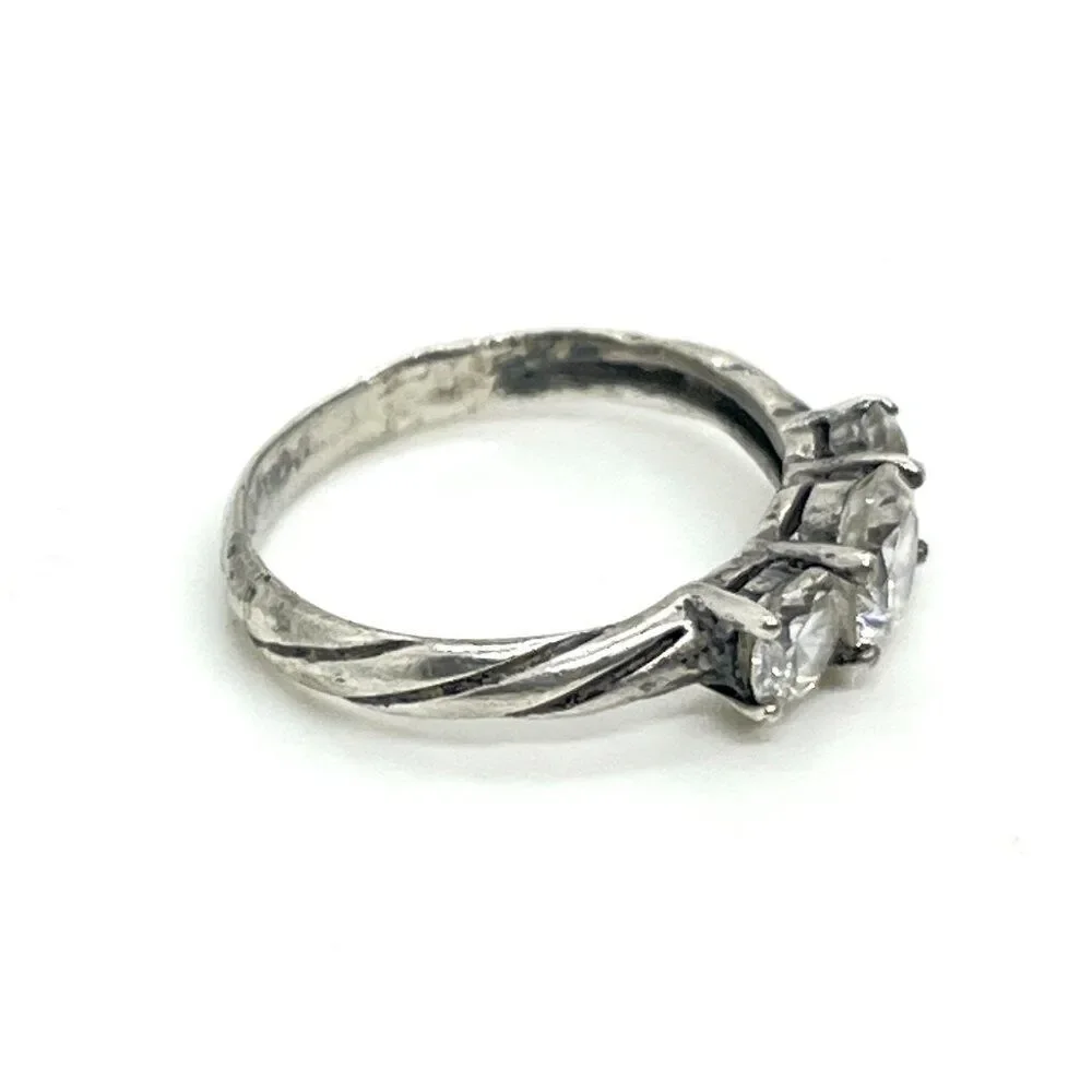 STERLING SILVER RING 925 Three Stone CZ Anniversary Promise Size 6.5